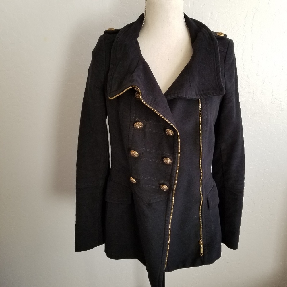 Zara Velveteen Military 3/4 Length Coat